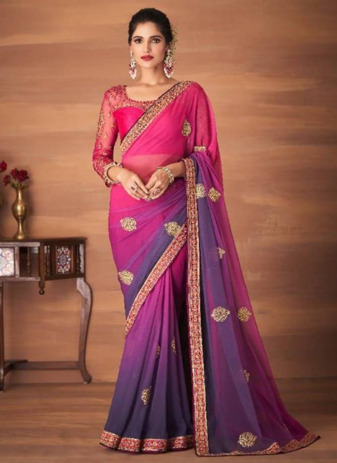 TFH DULHAN Latest Stylish Fancy Party Wear Georgette Heavy Designer Saree Collection